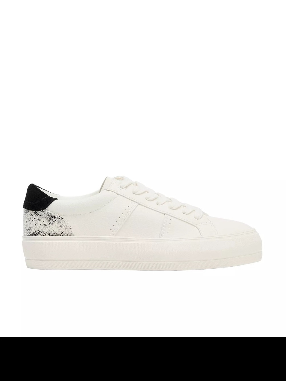 Zara White Platform Sneaker with Black Heel Detail